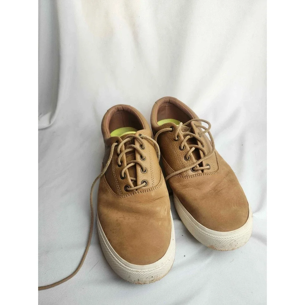 Sperry Mens Captains CVO Leather Sneakers Tan Low Top Size 11